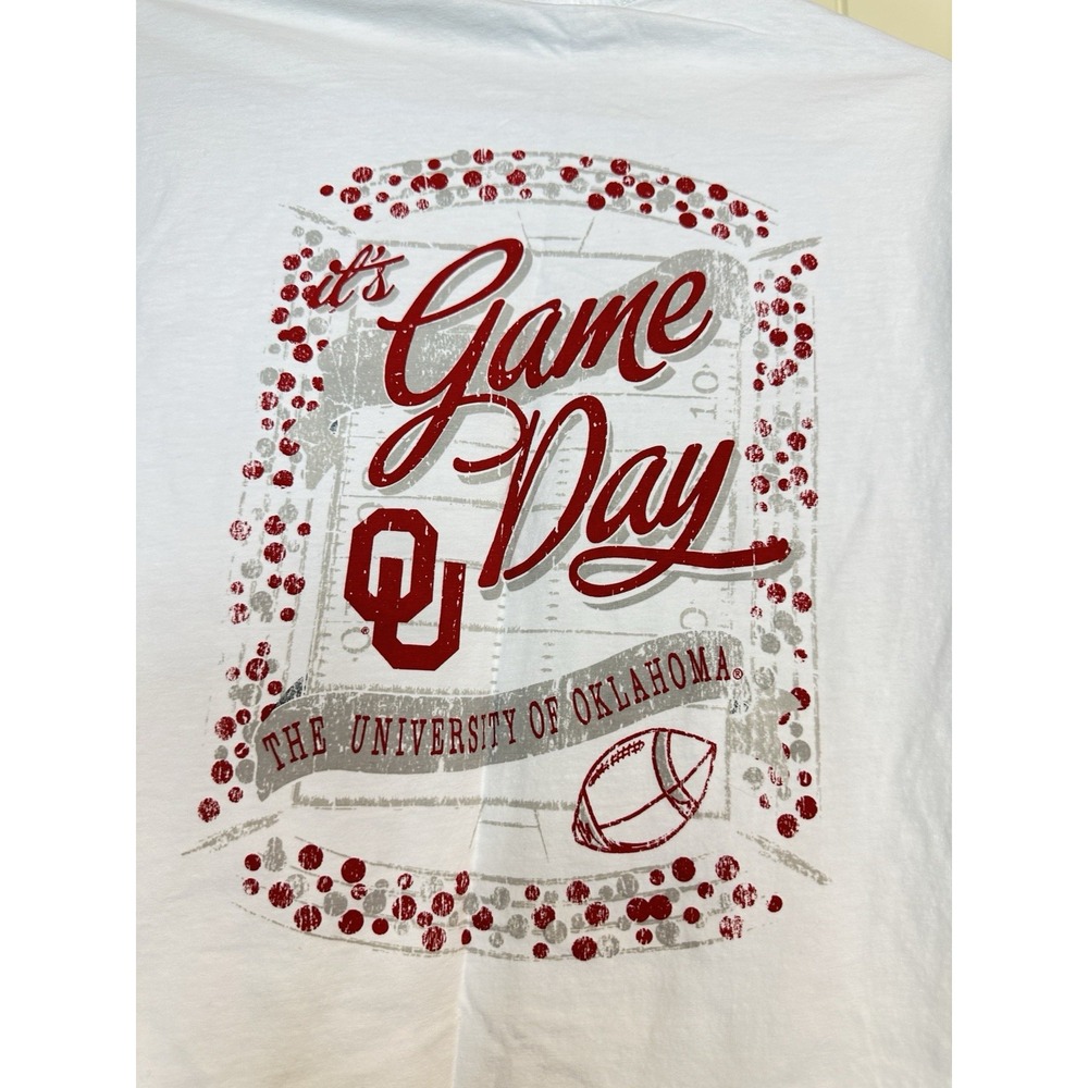 Champion Sz M Long Sleeve FOOTBALL GAME DAY Tee Shirt Girly Oklahoma Sooners OU